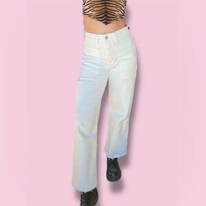 Just Black Denim White Wide-Legged Jeans